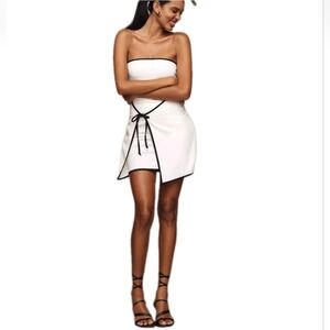 Anthropologie En Elly Strapless Wrap Shift Black & White Minidress Size: Large